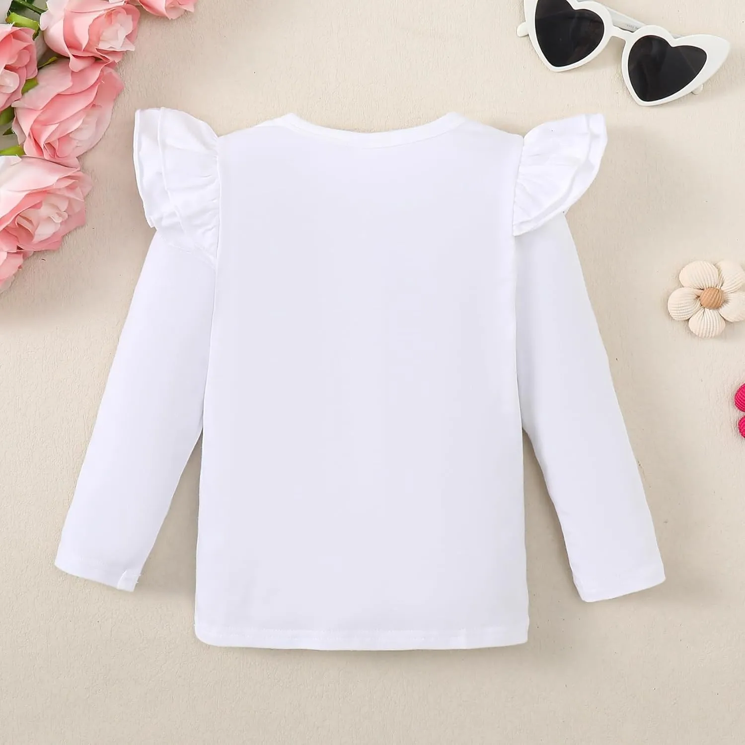 12M-7Y Toddler Baby Girls T Shirt Solid Color Blouse Ruffle Top Cotton Casual Tees Plain Shirt