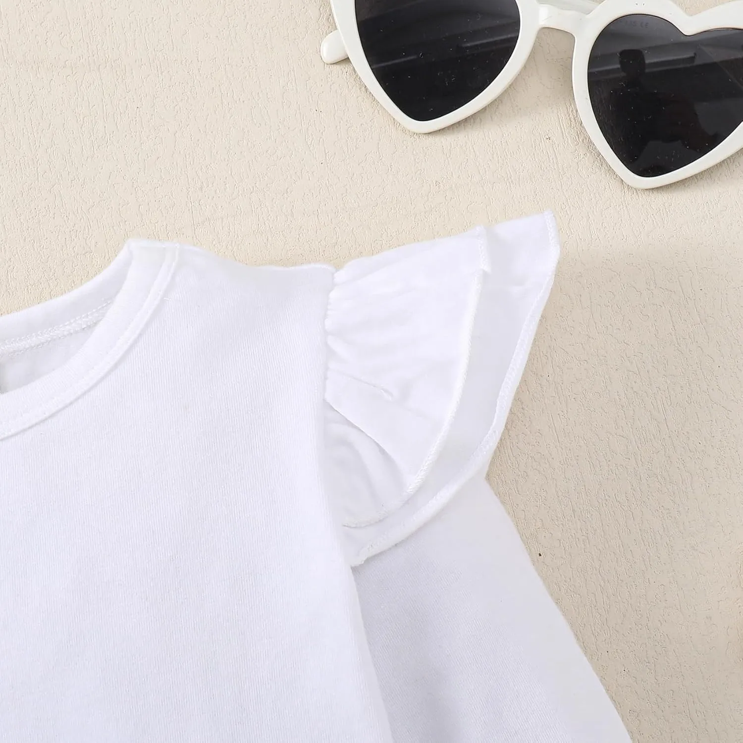 12M-7Y Toddler Baby Girls T Shirt Solid Color Blouse Ruffle Top Cotton Casual Tees Plain Shirt