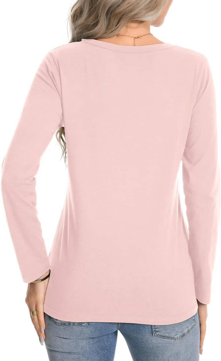 Auriviz Womens Long Sleeve Shirts Crew Neck Basic Tee Fall Trendy Cotton Tops Loose Fitted T Shirts Blouses