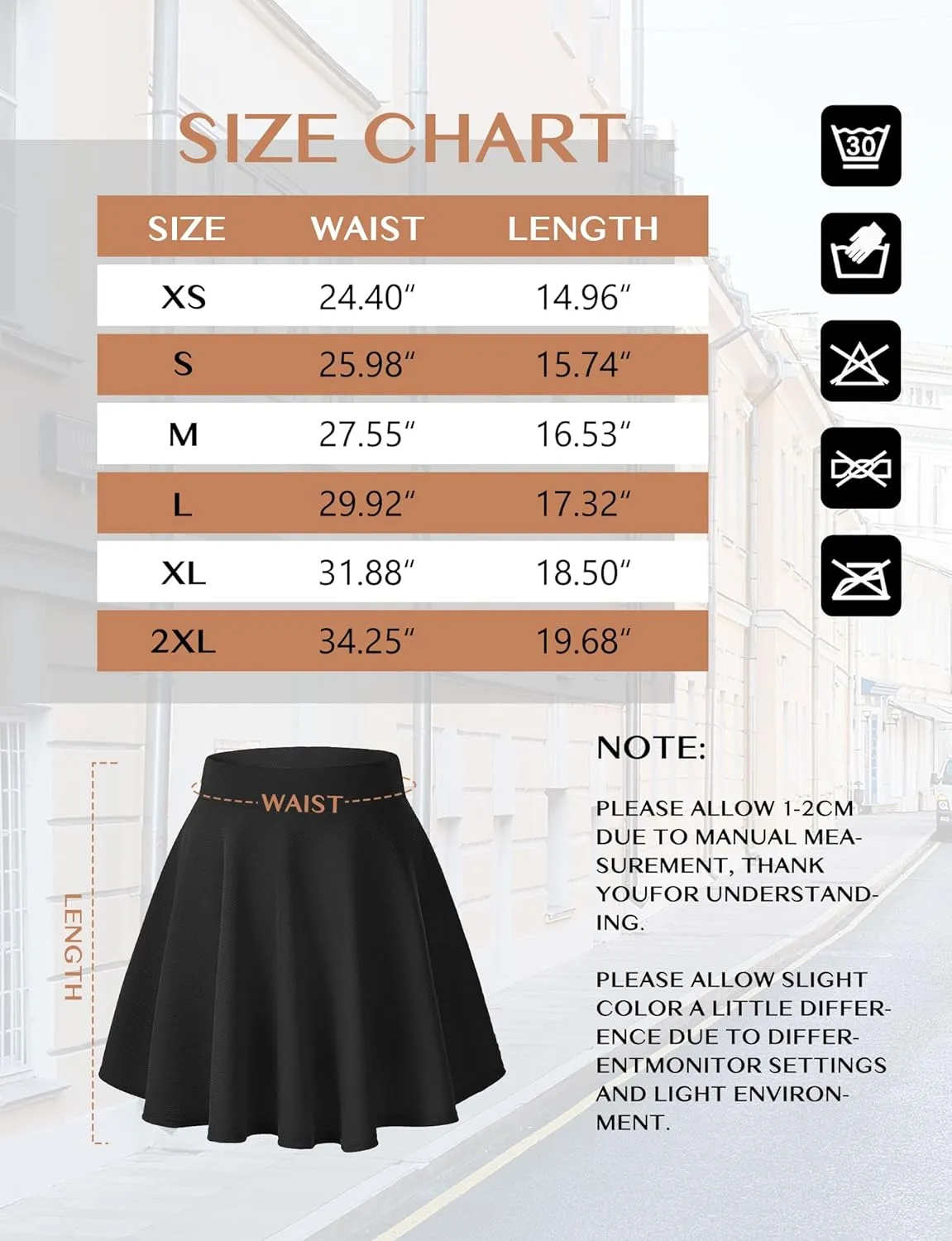 AURUZA Mini Skirts for Women, Womens Casual Skater Skirt, Basic Versatile Stretchy Flared Summer Mini Skirt