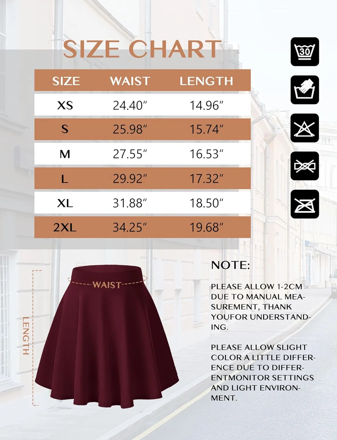 AURUZA Mini Skirts for Women, Womens Casual Skater Skirt, Basic Versatile Stretchy Flared Summer Mini Skirt