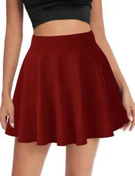 AURUZA Mini Skirts for Women, Womens Casual Skater Skirt, Basic Versatile Stretchy Flared Summer Mini Skirt