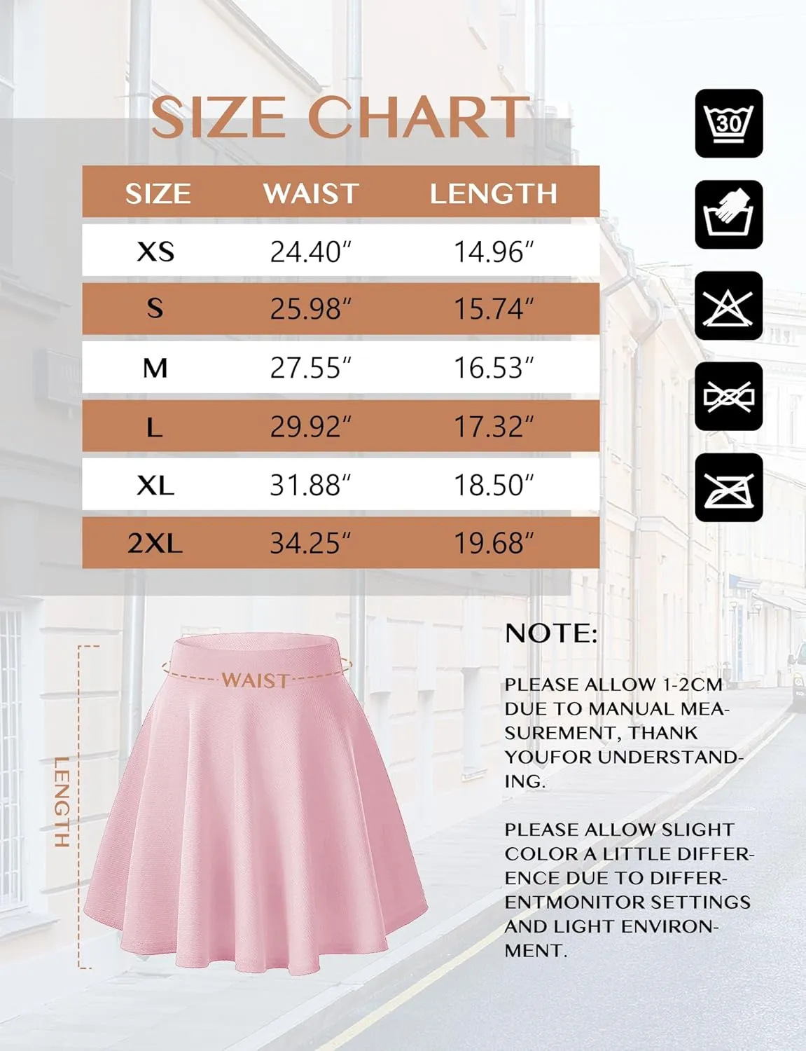 AURUZA Mini Skirts for Women, Womens Casual Skater Skirt, Basic Versatile Stretchy Flared Summer Mini Skirt