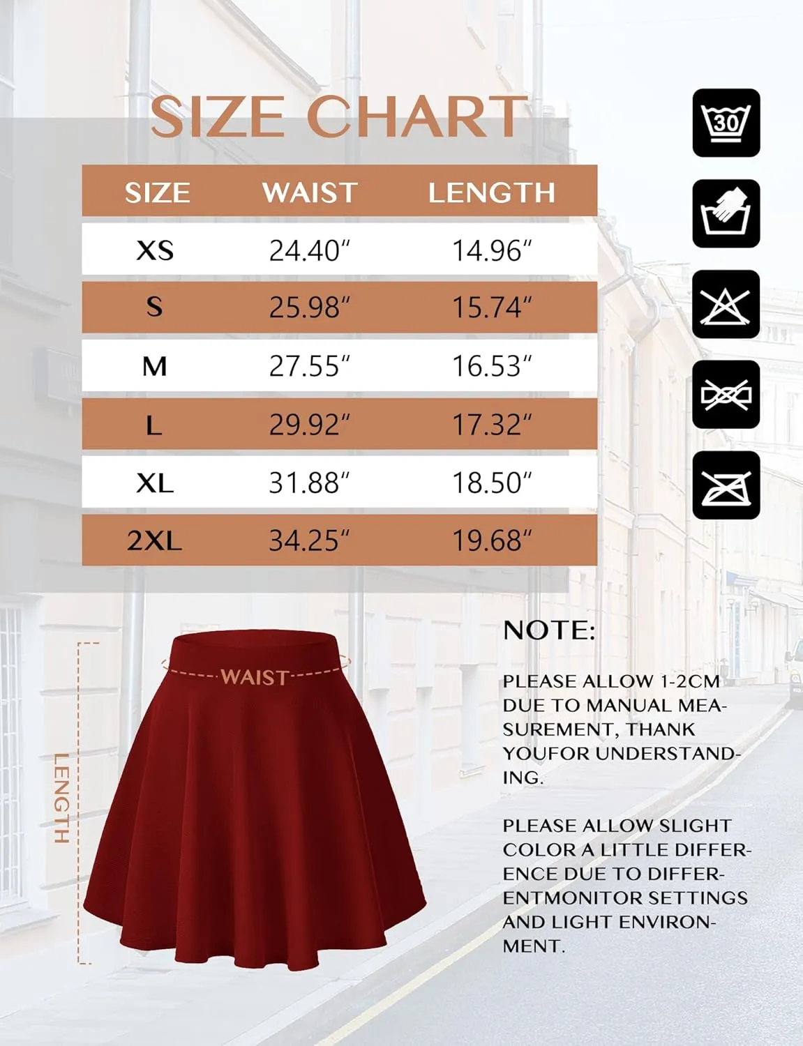 AURUZA Mini Skirts for Women, Womens Casual Skater Skirt, Basic Versatile Stretchy Flared Summer Mini Skirt