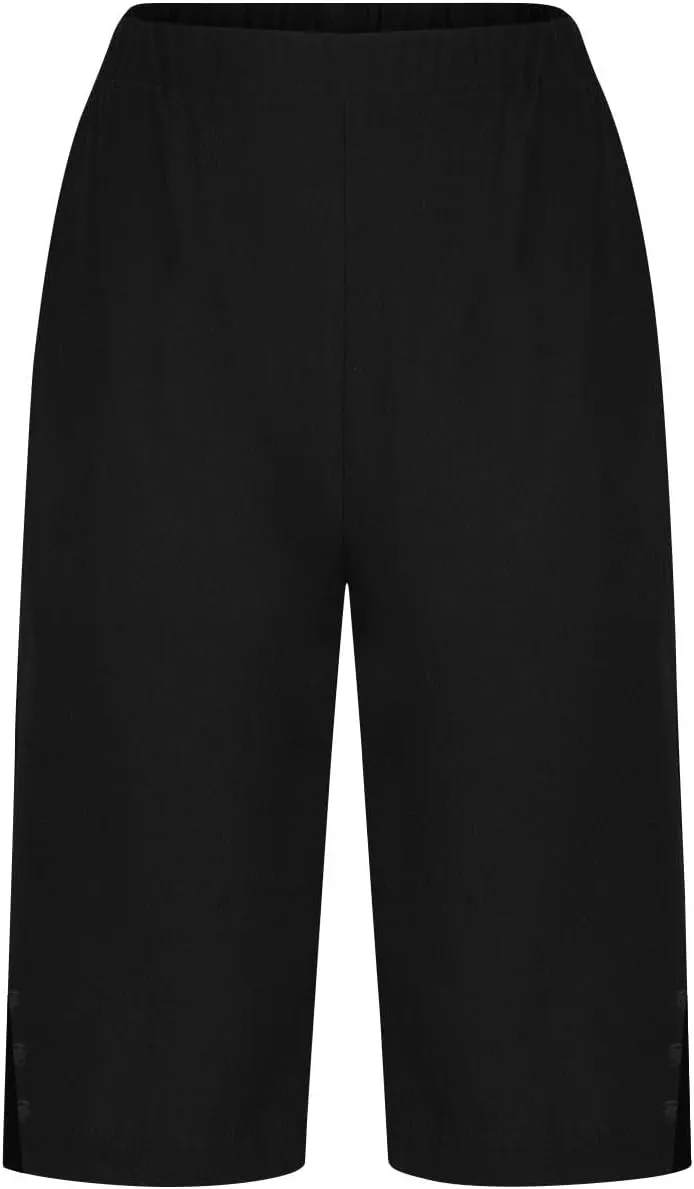 Bermuda Shorts for Women,Knee Length Linen Capri Pants High Waisted Comfy Casual Plus Size Capris 2025