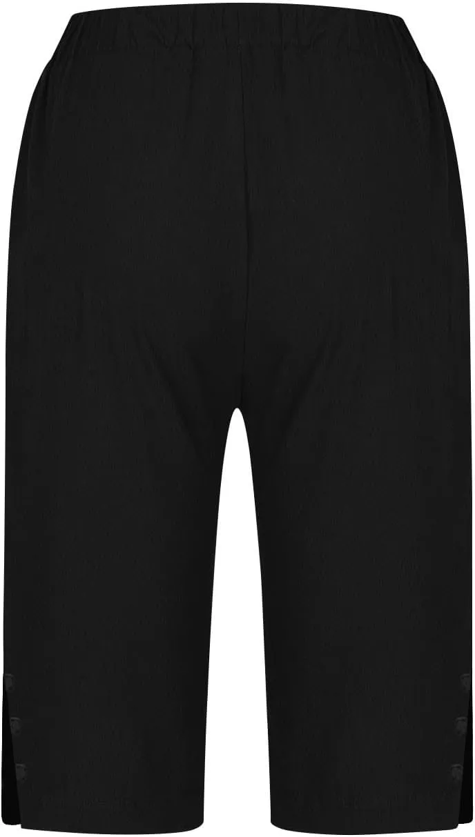 Bermuda Shorts for Women,Knee Length Linen Capri Pants High Waisted Comfy Casual Plus Size Capris 2025