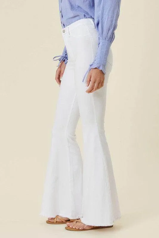 High Waisted Flare Jeans White Junior Sizes