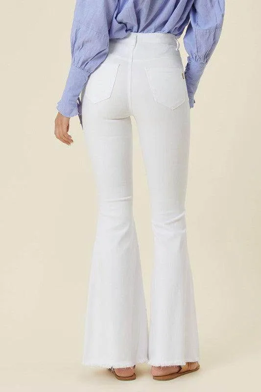 High Waisted Flare Jeans White Junior Sizes