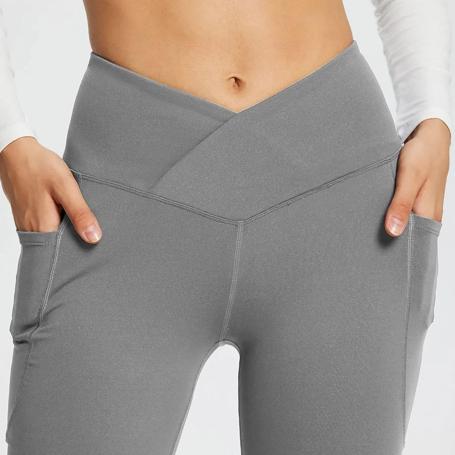 Leggings With Pockets For Women High Waisted Slim Fit Flared Wide Leg Trousers Casual Bootleg Workout Yoga Pants