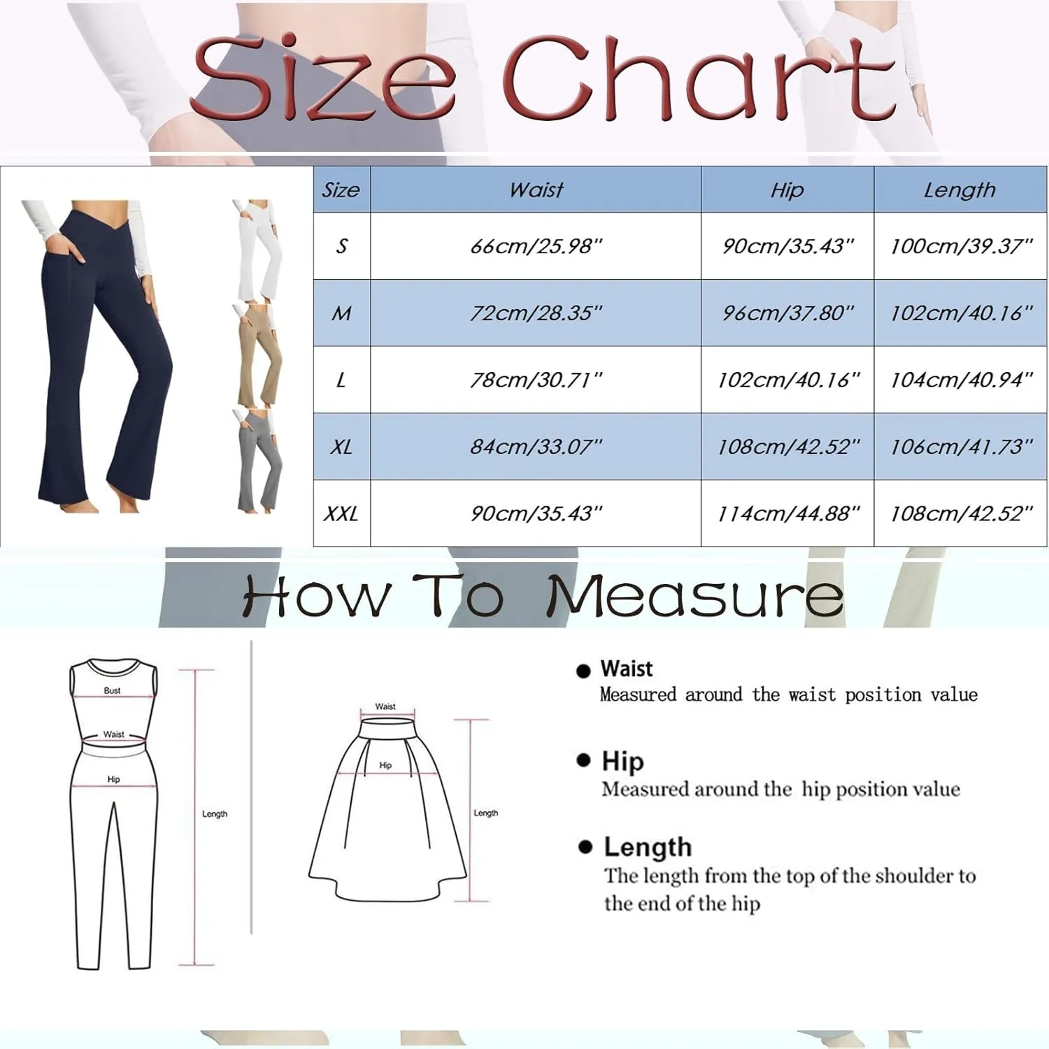 Leggings With Pockets For Women High Waisted Slim Fit Flared Wide Leg Trousers Casual Bootleg Workout Yoga Pants