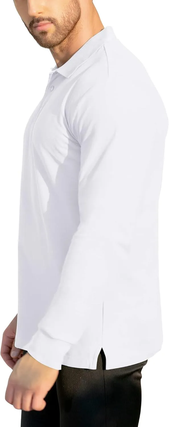 NeedBo Men's Long Sleeve Casual Solid Golf Polo Shirt