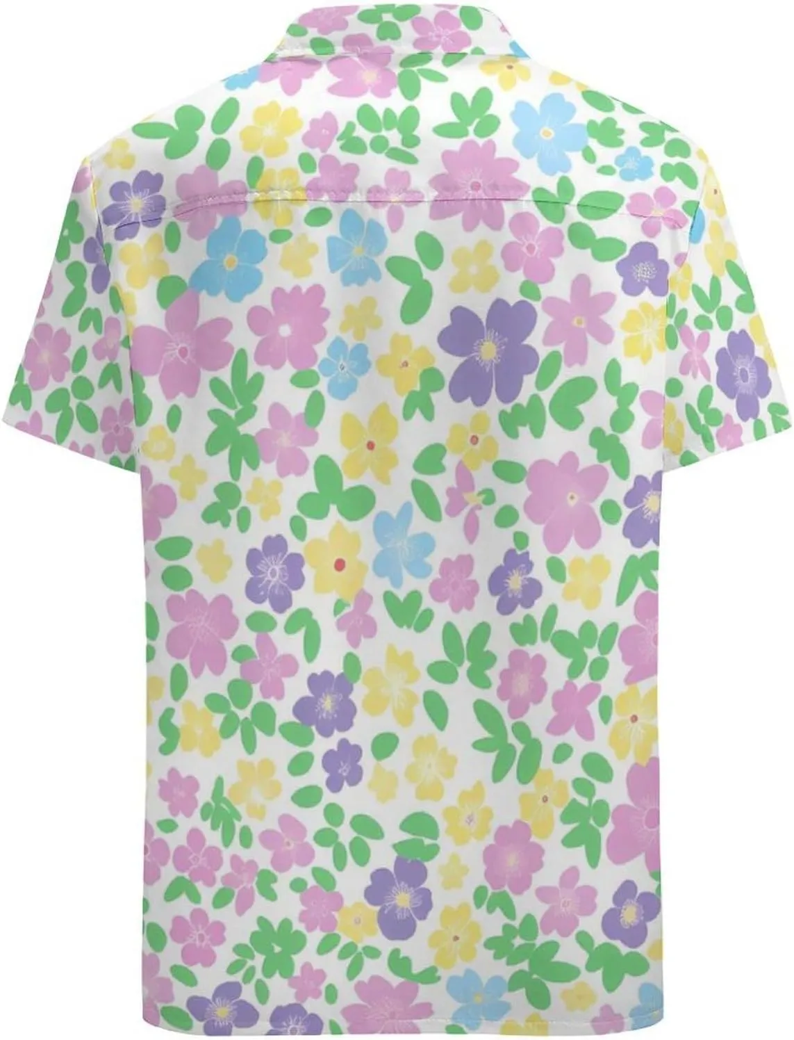 Pastel Floral Pattern Flowers Prints Men's Button Down Hawaiian Shirt Casual Loose Fit Cuban Collar Beach Shirts
