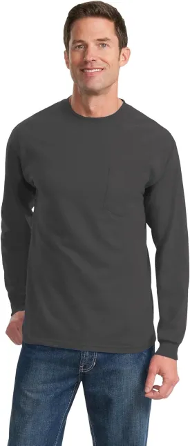Port & Company Men's Long Sleeve Essential T Shirt with Pocket