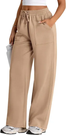 PRETTYGARDEN Womens Wide Leg Sweatpants High Waisted Baggy Lounge Sweat Pants Drawstring Athletic Flared Joggers with Pockets