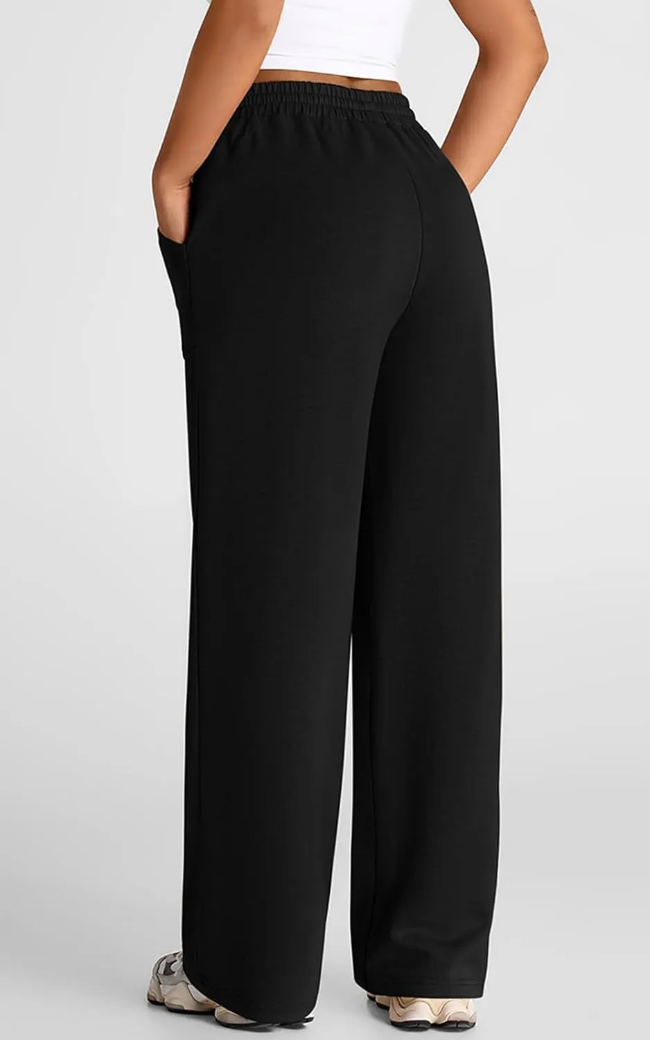 PRETTYGARDEN Womens Wide Leg Sweatpants High Waisted Baggy Lounge Sweat Pants Drawstring Athletic Flared Joggers with Pockets