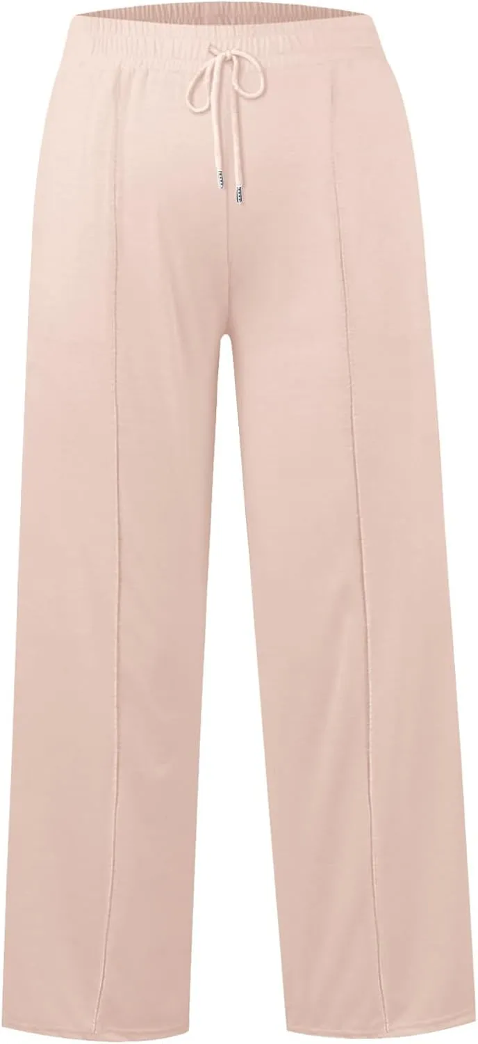 Sweatpants Women Wide Leg Elastic High Waisted Baggy Sweatpants Oversized Comfy Drawstring Joggers with Pockets