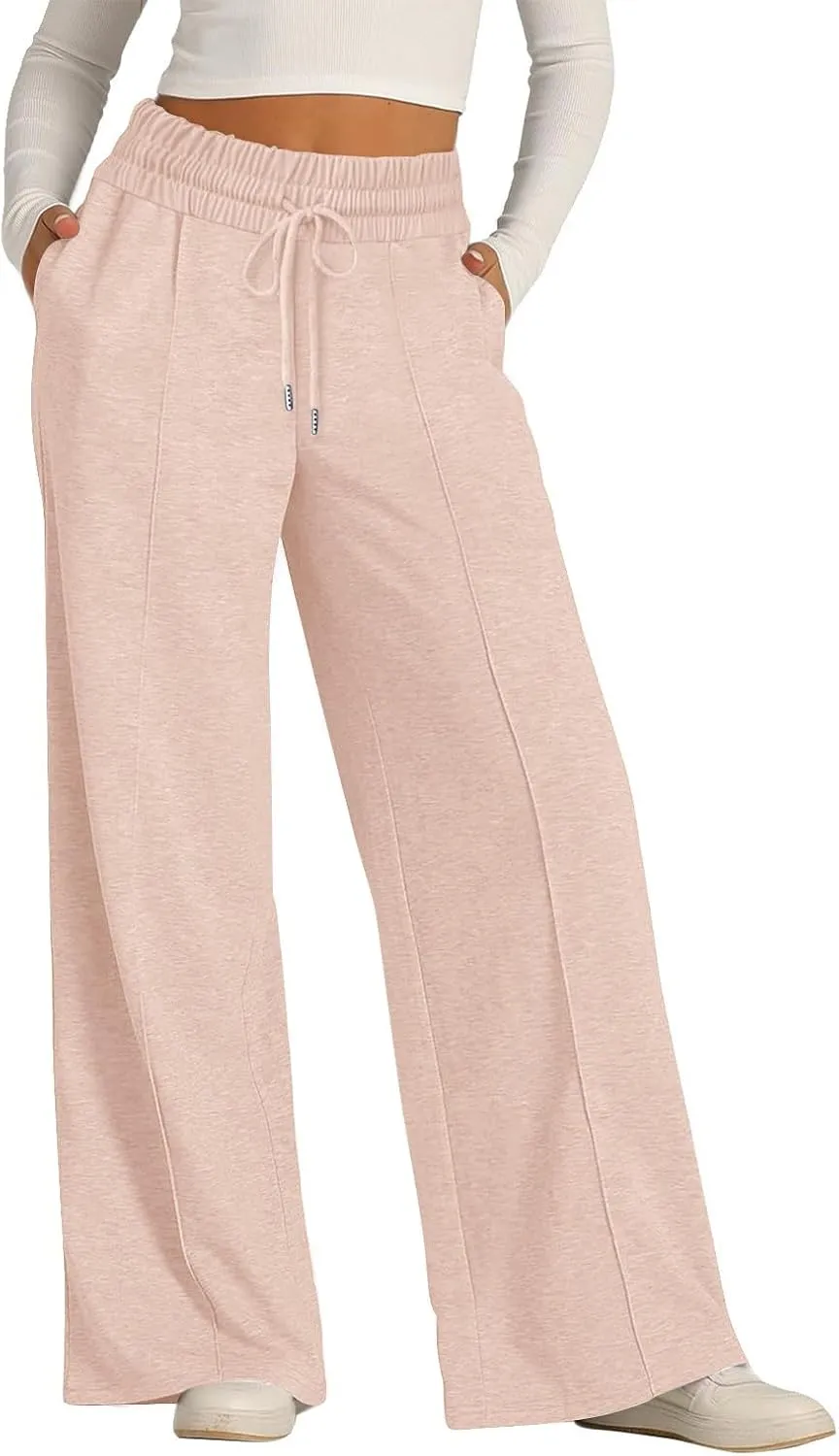 Sweatpants Women Wide Leg Elastic High Waisted Baggy Sweatpants Oversized Comfy Drawstring Joggers with Pockets