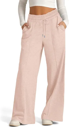 Sweatpants Women Wide Leg Elastic High Waisted Baggy Sweatpants Oversized Comfy Drawstring Joggers with Pockets
