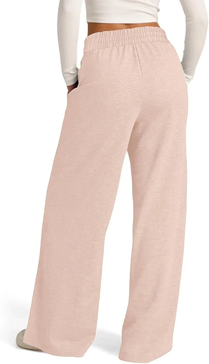 Sweatpants Women Wide Leg Elastic High Waisted Baggy Sweatpants Oversized Comfy Drawstring Joggers with Pockets