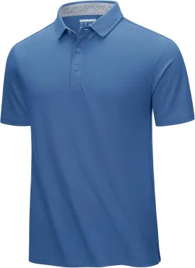 TACVASEN Men's Polo Shirts Short Sleeve Casual Cotton Pique 3 Buttons T-Shirts Classic Fit Golf Polo Shirts