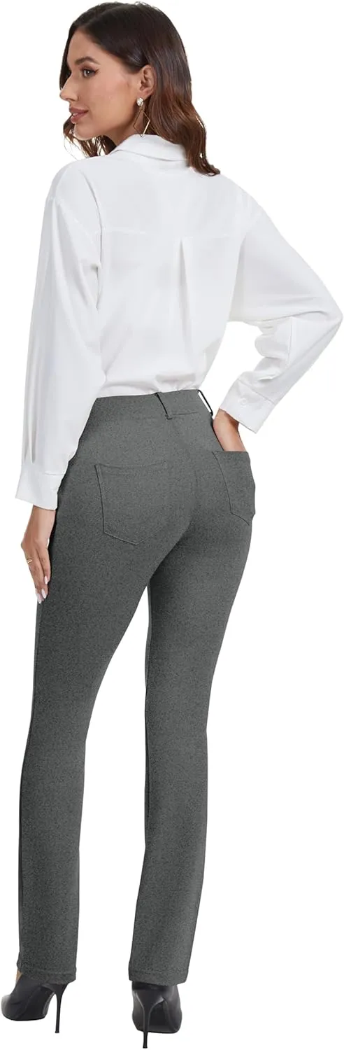 VIMPEP 2024 Fall Womens Classic Yoga Dress Pants High Rise Straight Soft Feeling Pull On Work Yoga Pants for Casual 2202