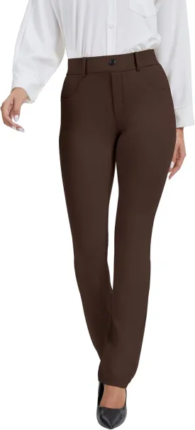 VIMPEP 2024 Fall Womens Classic Yoga Dress Pants High Rise Straight Soft Feeling Pull On Work Yoga Pants for Casual 2202