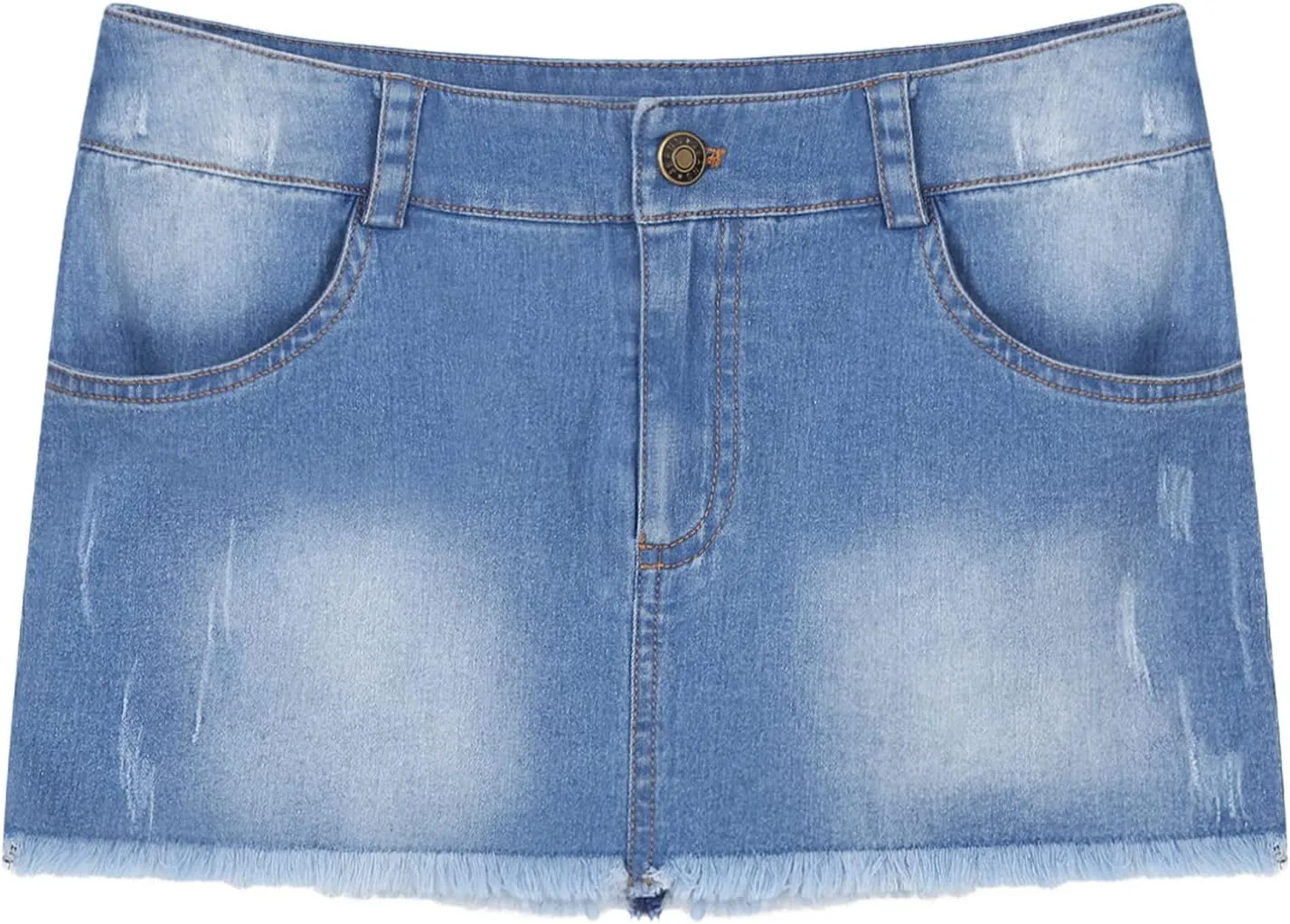 Vxuxlje Women's Y2K Sexy Low Rise Denim Mini Skirt Frayed Hem Bodycon Jean Skirt with Pocket
