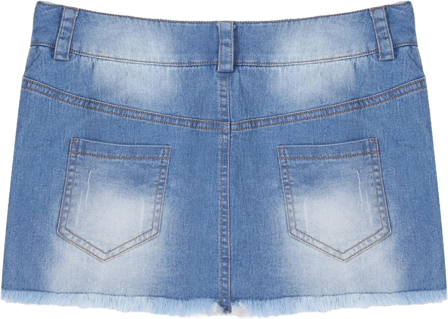 Vxuxlje Women's Y2K Sexy Low Rise Denim Mini Skirt Frayed Hem Bodycon Jean Skirt with Pocket