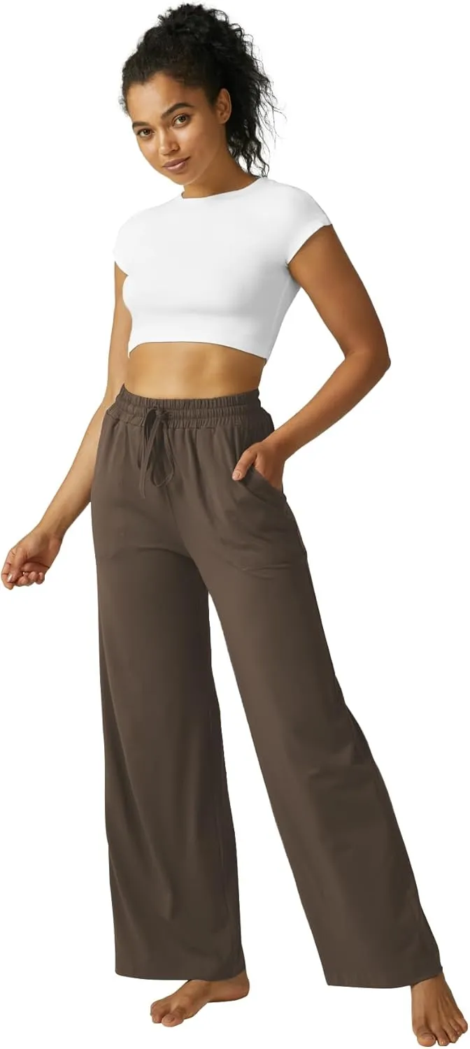 Wide Leg Pants Women High Waisted Slacks Lounge Baggy Flowy Palazzo Pants with Pockets