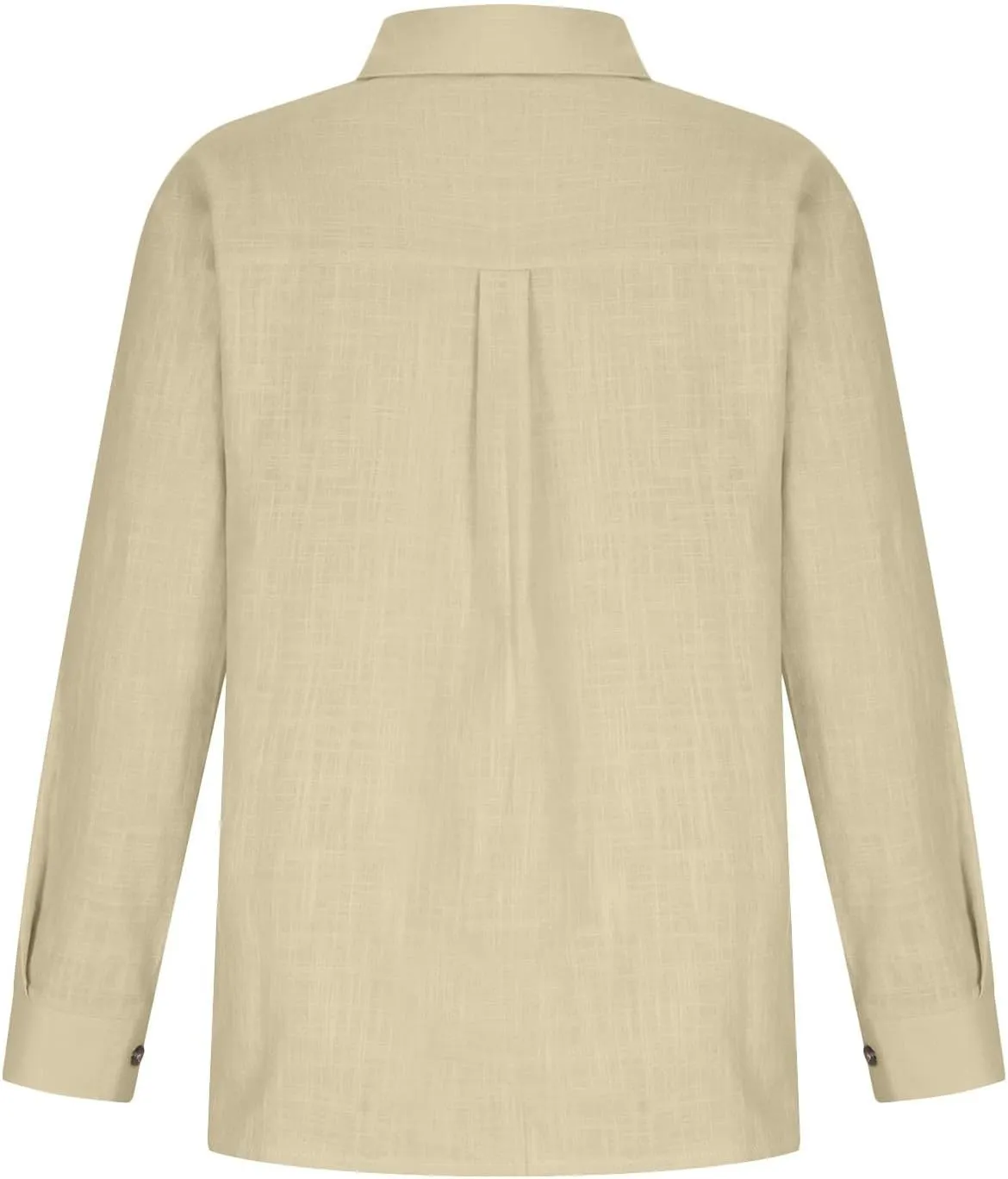 Womens Cotton Linen Button Down Shirt 2025 Summer Casual Long Sleeve Solid Color Shirts Loose Work Tops with Pockets