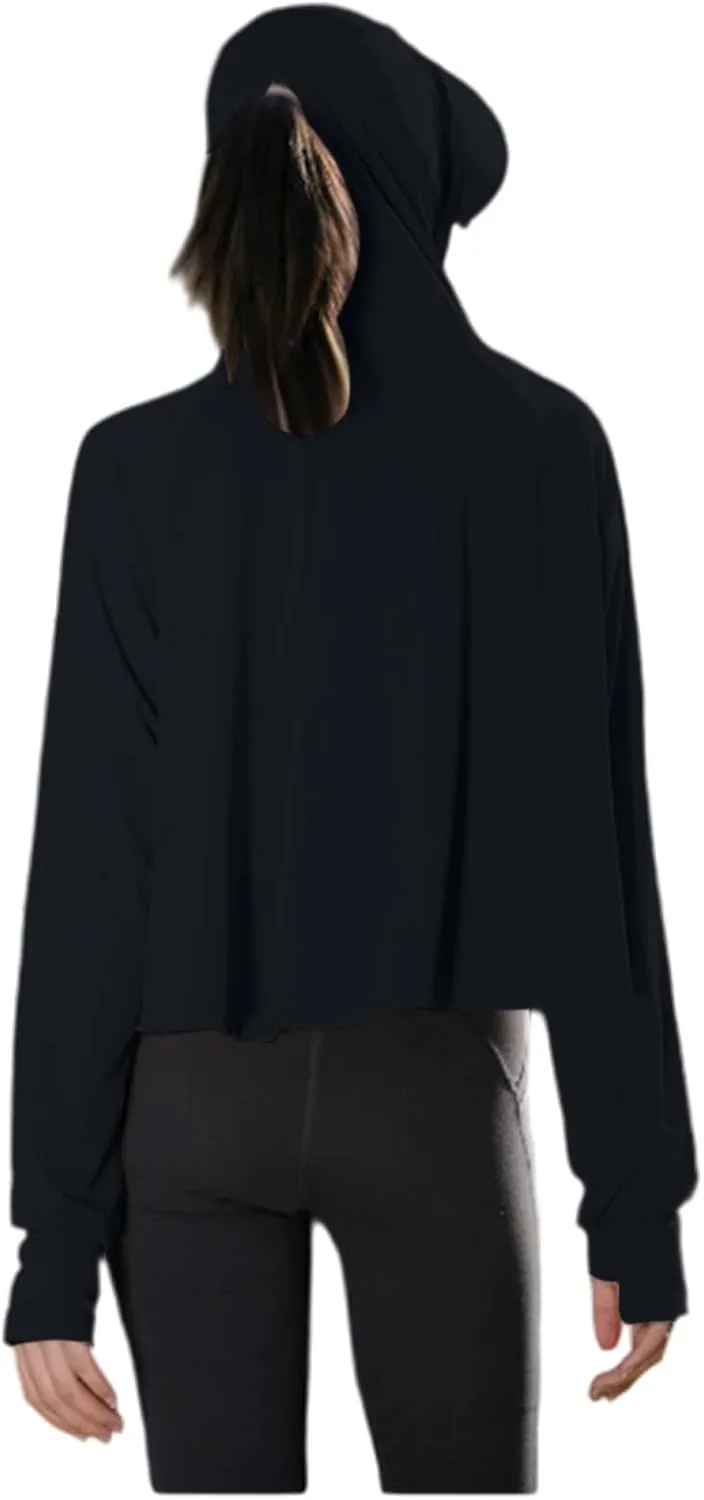 Women's SPF Hoodies Shirts UPF 50  Cropped Jacket Long Sleeve Sun Protection Clothing Full Zip Quick Dry Hiking Tops