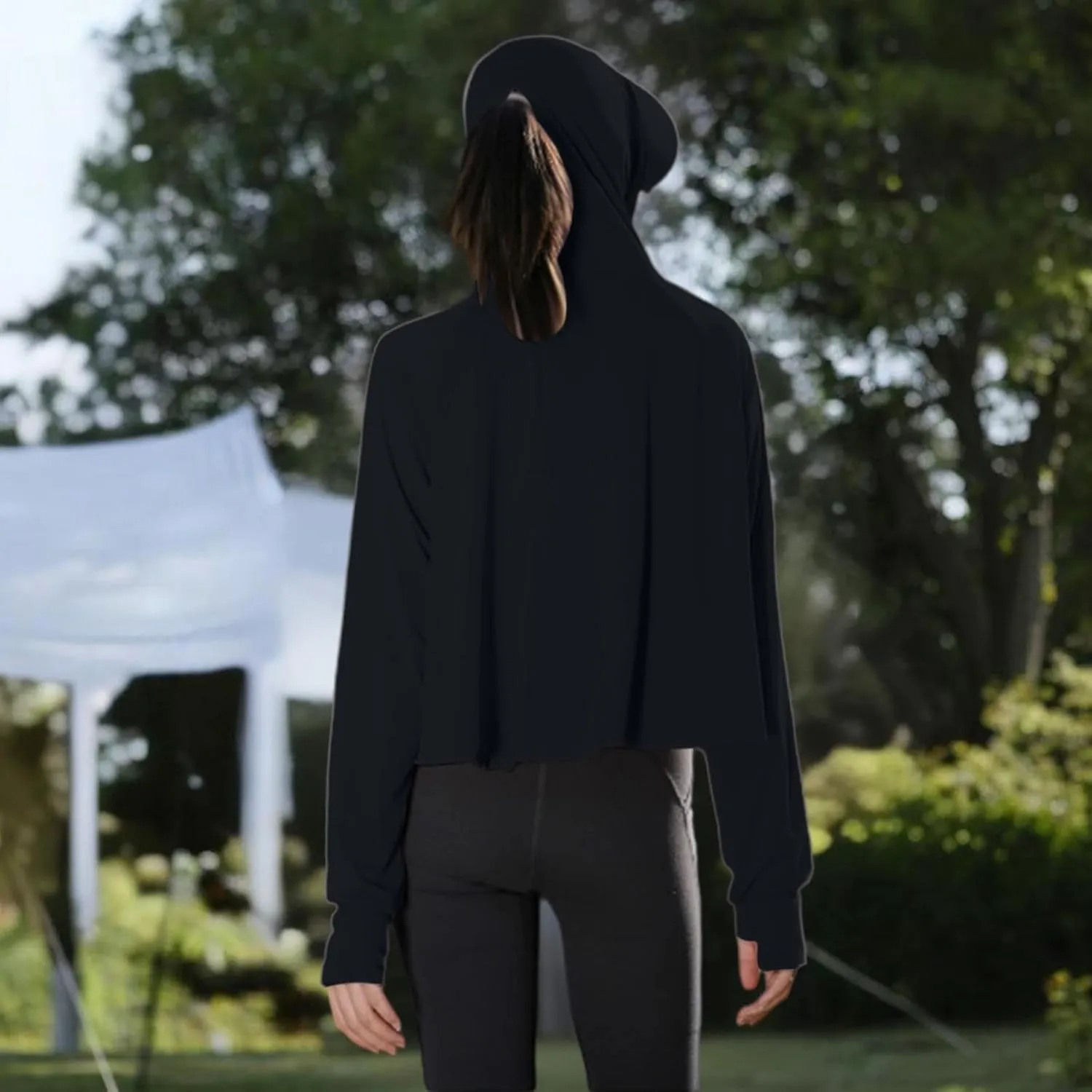 Women's SPF Hoodies Shirts UPF 50  Cropped Jacket Long Sleeve Sun Protection Clothing Full Zip Quick Dry Hiking Tops