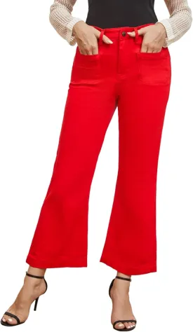 Women??s Wide Leg Petite Jeans High Waisted Stretchy Cropped Flare Jeans with Patch Pockets